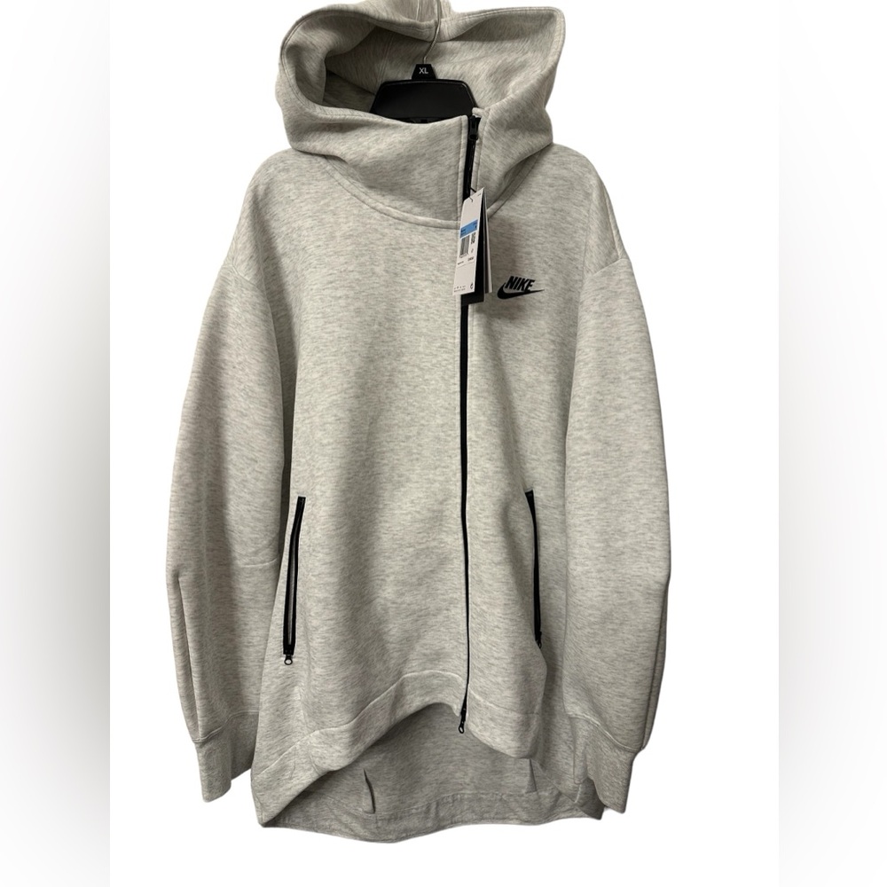 Nike Women’s Oversized Fit Medium Size Light Gray Offset Zipup Sweatshirt